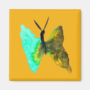 Aimant Aquarelle papillon aqua joli