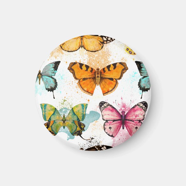 Aimant Aquarelle Papillon Motif sans couture (Devant)