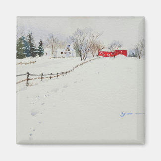 aimant aquarelle paysage enneigé
