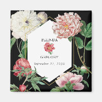 Aquarelle Peonies rose Fleurs Mariage Noir