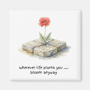 Aimant Aquarelle Poppy Où que la vie vous plante