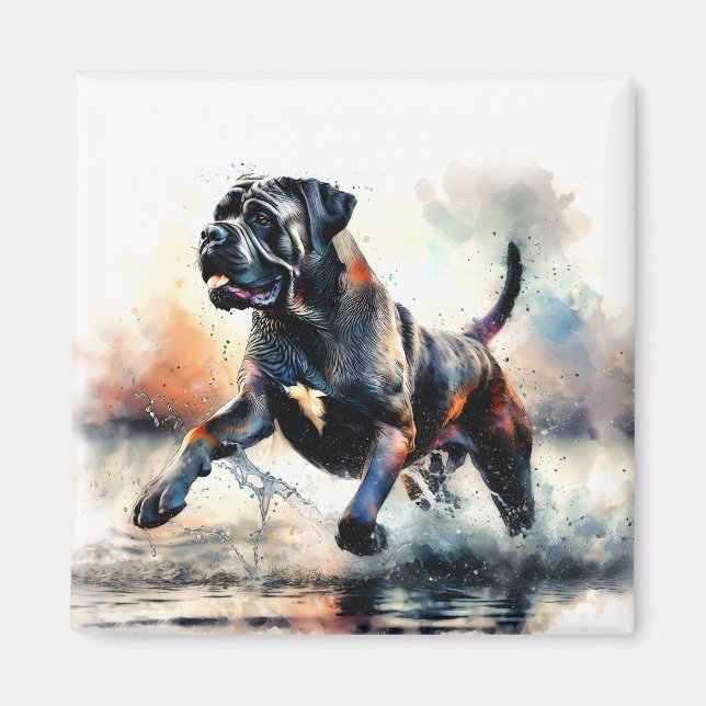 Aimant Aquarelle puissante Canne Corso chien (Devant)