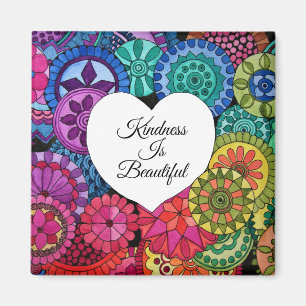 Aimant Aquarelle Rainbow Mandala avec coeur