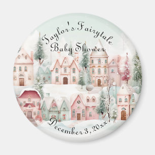 Aimant Aquarelle rose de la Monnaie Baby shower d'hiver F