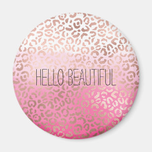 Aimant Aquarelle rose Empreinte de léopard personnalisé