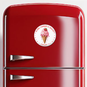 Aimant Aquarelle rose Journée nationale de la crème glacé