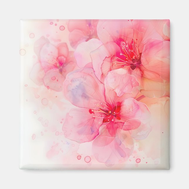 Aimant Aquarelle rose Pétale Élégance (Devant)
