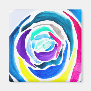 Aimant Aquarelle rose pop art bleu
