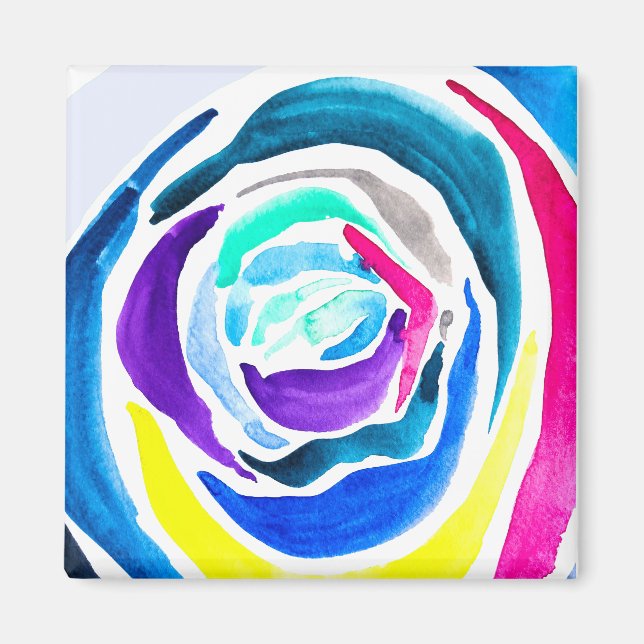 Aimant Aquarelle rose pop art bleu (Devant)