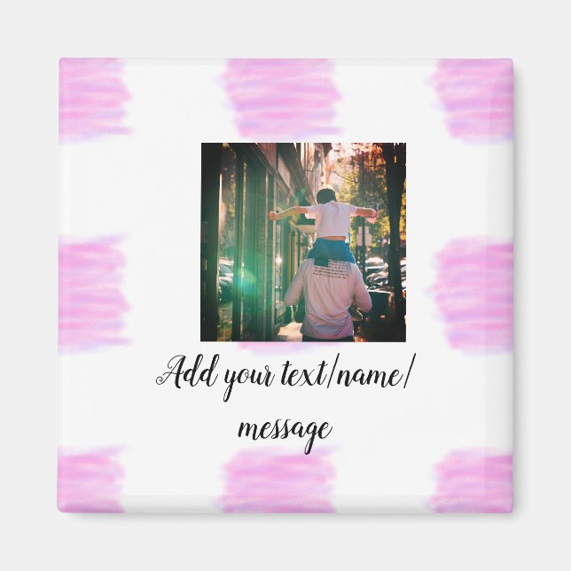 Aimant Aquarelle rose violet père fils papa ajouter l'ima (Devant)