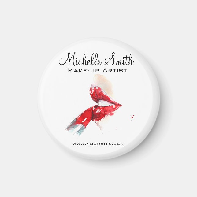 Aimant Aquarelle rouge lèvres et marque de maquillage rou (Devant)