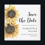 Aimant Aquarelle Script Sunflower Wedding Enregistrer la<br><div class="desc">Jolie Aquarelle Botanique tournesol Mariage enregistrez l'aimant de date qui fait un parfait souvenir pour vos invités et sera chéri pendant des années. Remplacez facilement les noms,  le faire-part,  la date et le lieu pour créer une annonce unique sauvegardant l'annonce de date</div>
