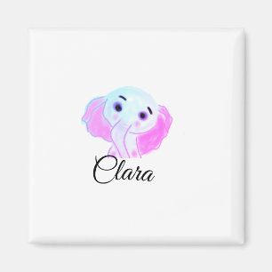 Aimant Aquarelle simple bleu rose bébé éléphant ajouter l