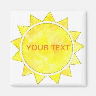 Aimant Aquarelle Sun jaune Texte personnalisé