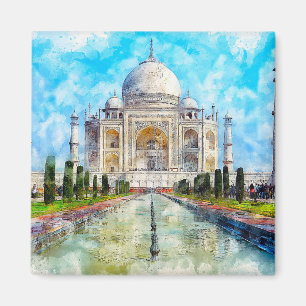 Aimant aquarelle taj mahal