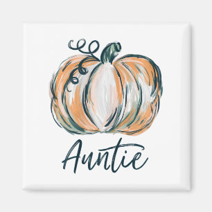 Aimant Aquarelle Tante Citrouille Automne Thanksgiving Ha