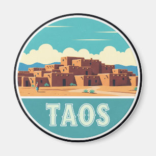 Aimant Aquarelle Taos Pueblo Nouveau-Mexique