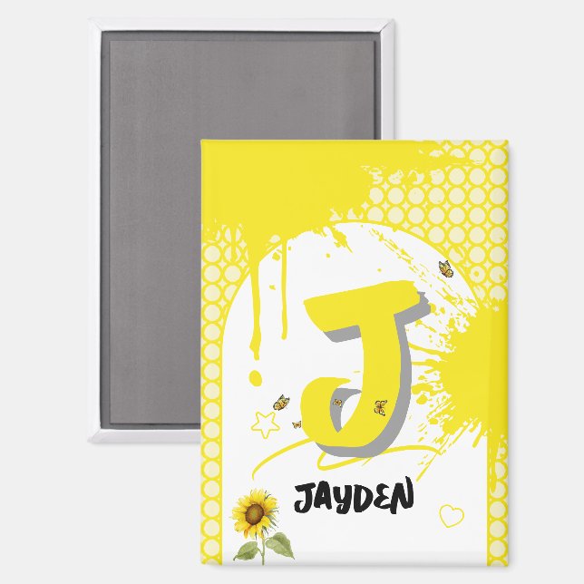 Aimant Aquarelle Tournesol avec papillons (Recto/Verso)