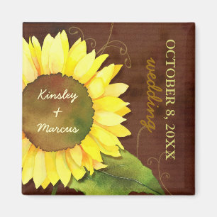 Aimant Aquarelle Tournesol Mariage d'automne Enregistrer