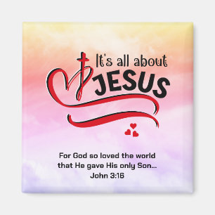 Aimant Aquarelle TOUT SUR JÉSUS Pâques chrétiennes