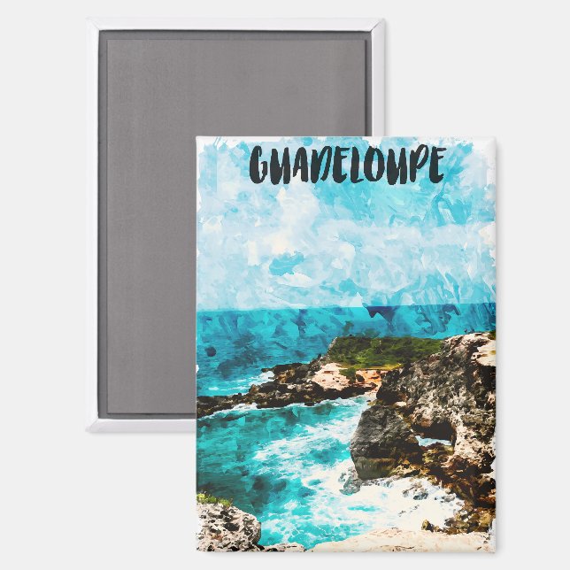 Aimant Aquarelle tropicale Guadeloupe Caraïbes (Recto/Verso)