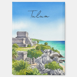 Aimant Aquarelle Tulum Mexico