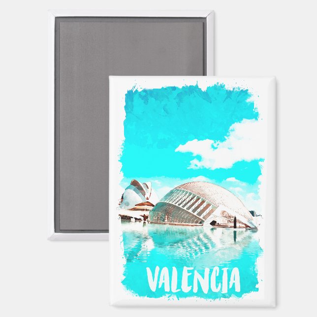 Aimant Aquarelle Valencia Espagne L’Hemisfèric (Recto/Verso)