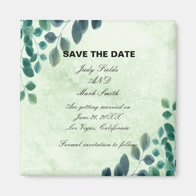 Aimant Aquarelle Vert Eucalyptus Laisser Enregistrer La D (Devant)