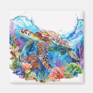 Aimant Aquarelle Vibrante Tortue marine