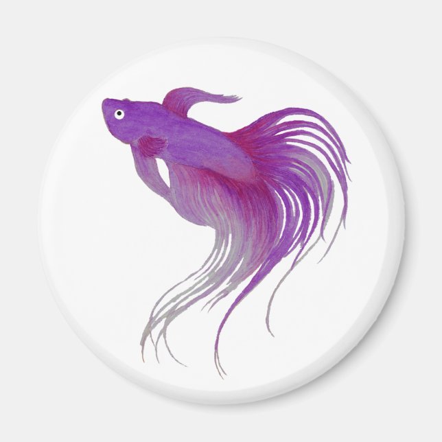 Aimant Aquarelle violette Betta Fish (Devant)