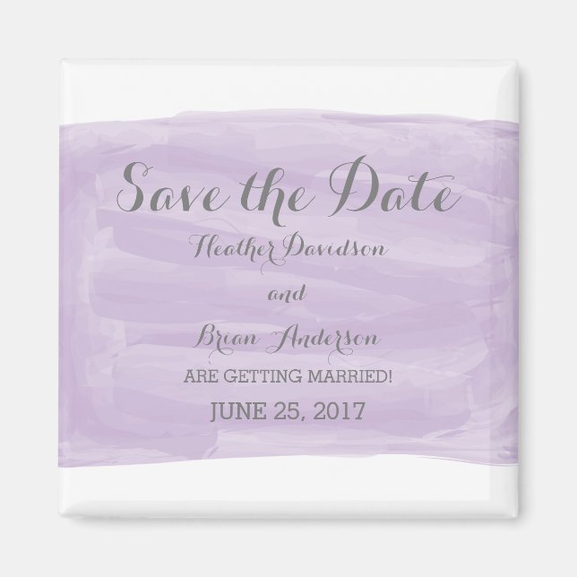 Aimant Aquarelle violette Enregistrer l'aimant Date (Devant)
