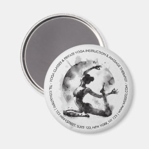 Aimant Aquarelle Yoga Reiki Pose King Pigeon à une jambe