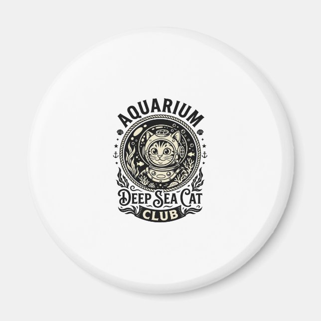 Aimant Aquarium Chat de mer profond Graphique de chat drô (Devant)