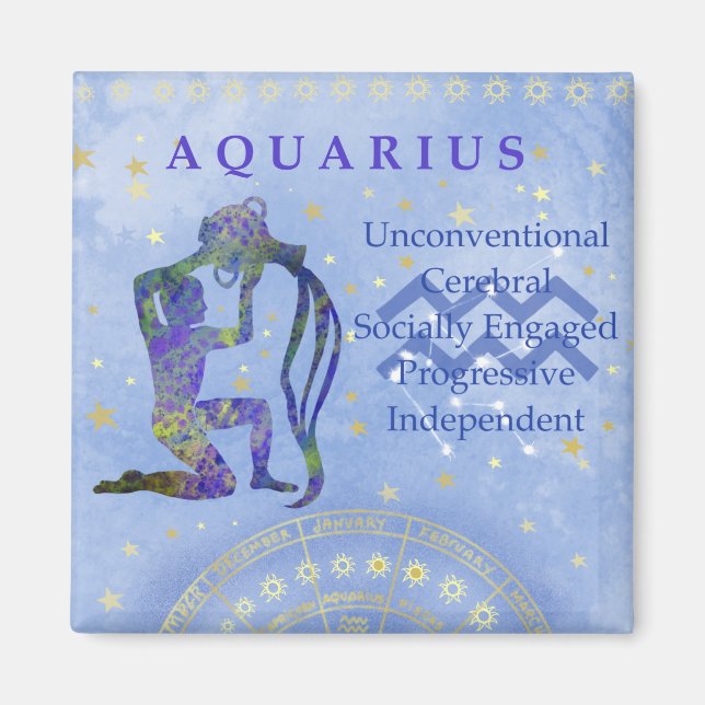 Aimant Aquarius Vintages Traits Bleus (Devant)