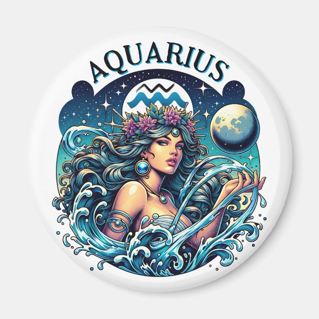 Aimant Aquarius Water Bearer Beautiful Woman Astrology  (Devant)