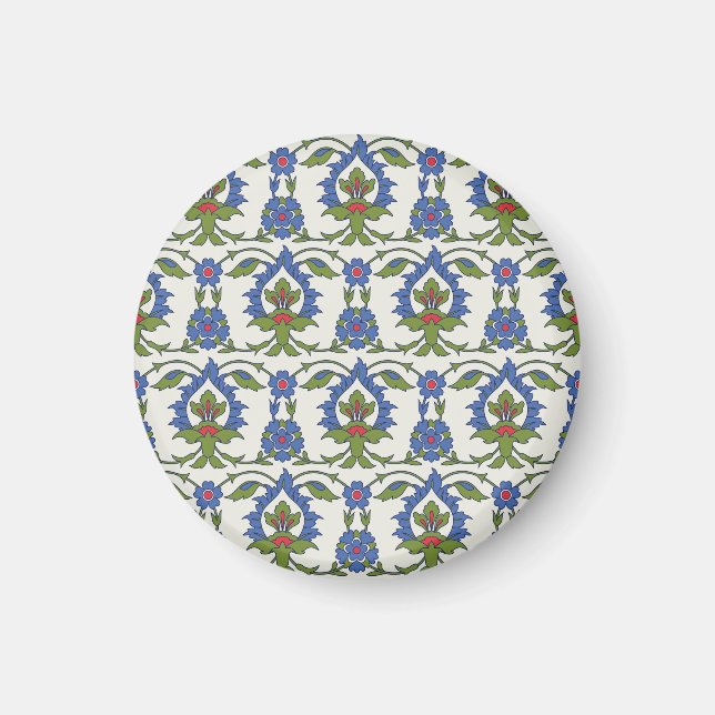 Aimant Arabe Traditionnel : Carrelage Iznik sans couture. (Devant)