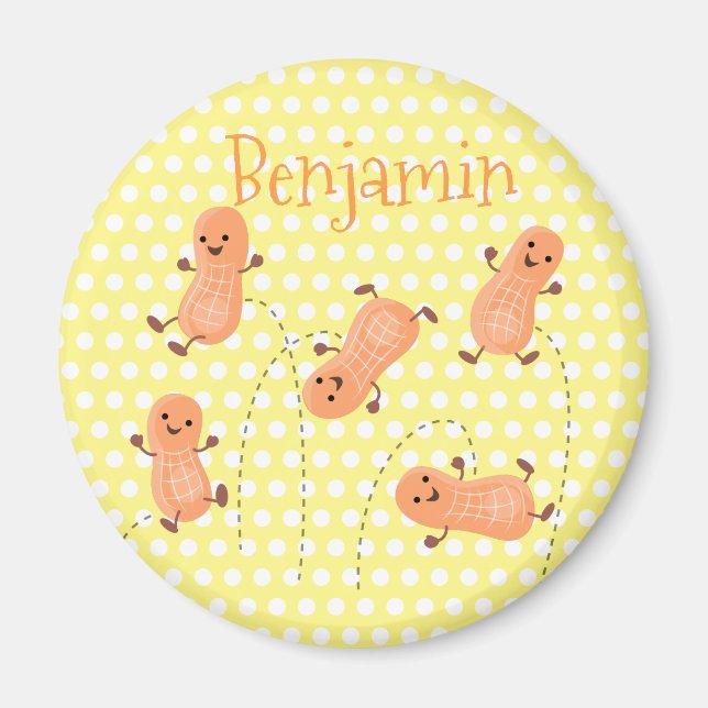 Aimant Arachides mignonnes sautillant dessin animé jaune (Devant)