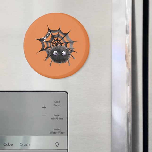 Aimant Araignée noire sur toile Halloween (In situ (réfrigérateur))