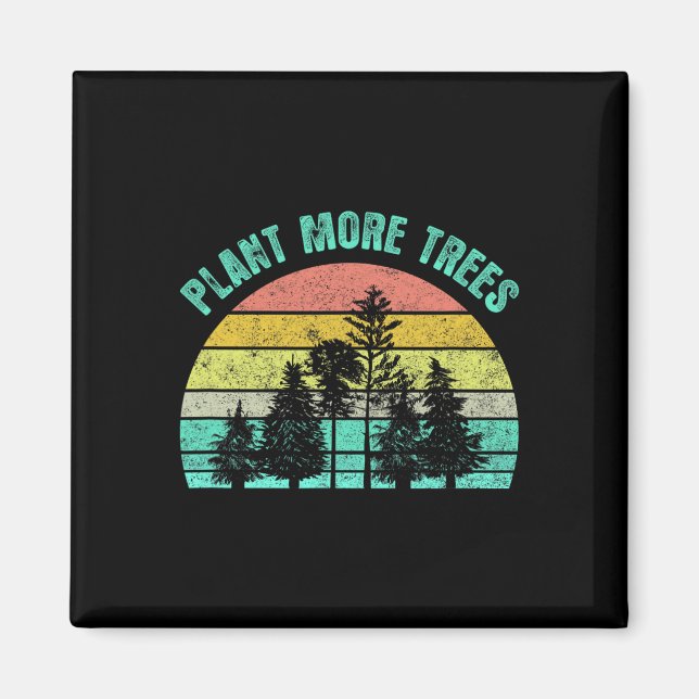 Aimant Arbor Day 2021 Plante Plus d'arbres Retro Nature C (Devant)