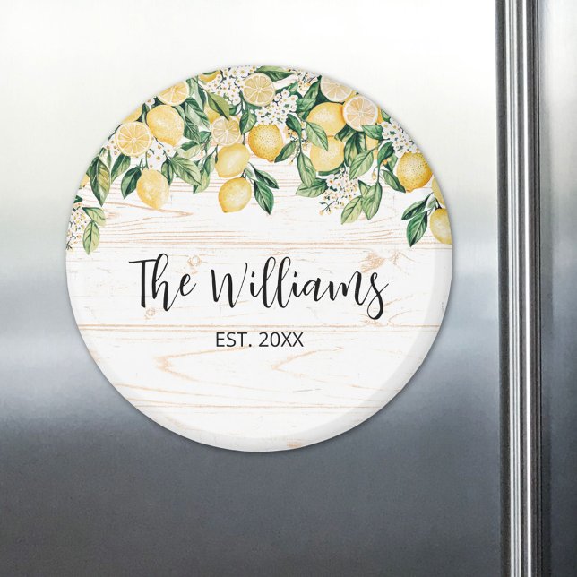 Aimant Arbre à Citrons Jaune Monogrammé Bois Blanc (In situ)