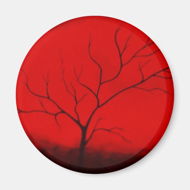 Aimant Arbre Abstrait et ciel rouge Art déco Abstrait ori (Devant)