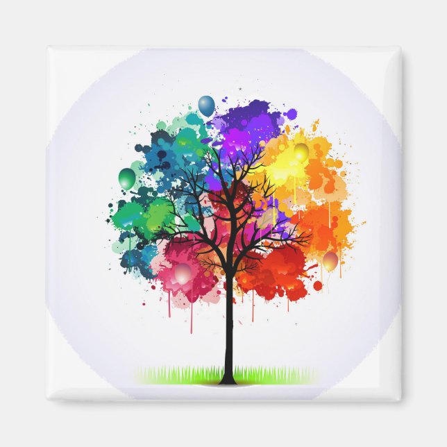 Aimant Arbre coloré incroyable plein d'amour, amant (Devant)