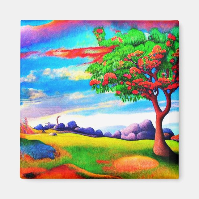 Aimant Arbre dans une prairie rocheuse (Devant)