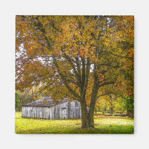 Aimant Arbre D'Automne Et Grange Peinture
