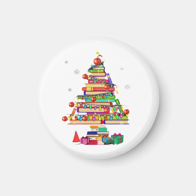 Aimant Arbre de la bibliothèque de Joyeux Noël (Devant)