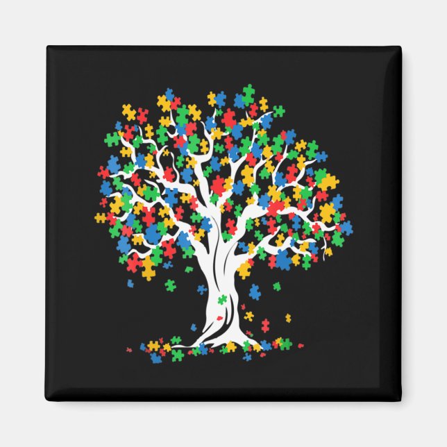 Aimant Arbre de la Sensibilisation sur l'autisme de vie M (Devant)