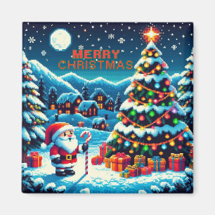 Aimant Arbre de Noël 8 bits & Père Noël