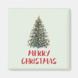 Aimant Arbre de Noël aquarelle rustique Noël Fêtes de fin