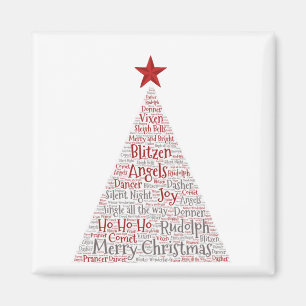 Aimant Arbre de Noël Art Word avec étoile rouge