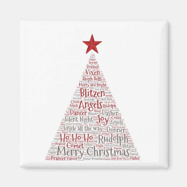 Aimant Arbre de Noël Art Word avec étoile rouge (Devant)